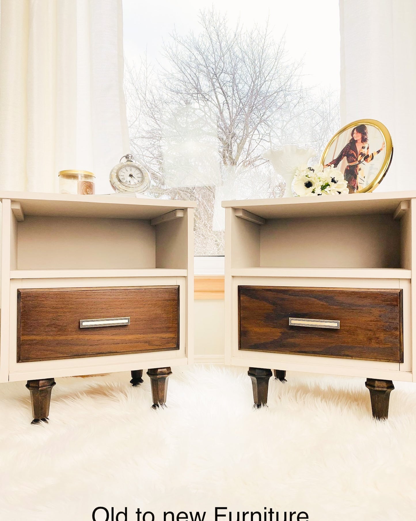 Gorgeous Beige and Brown Nightstands, End Tables Painted With Fusion Mineral Paint