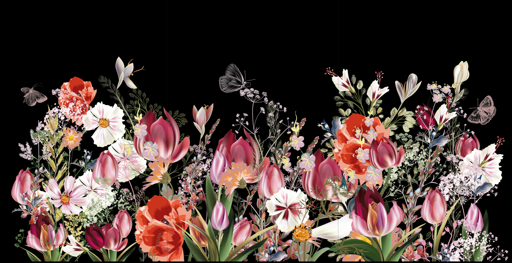 A beautiful image of tulip and other garden flowers with some butterflies | Old to New Furniture , Mississauga