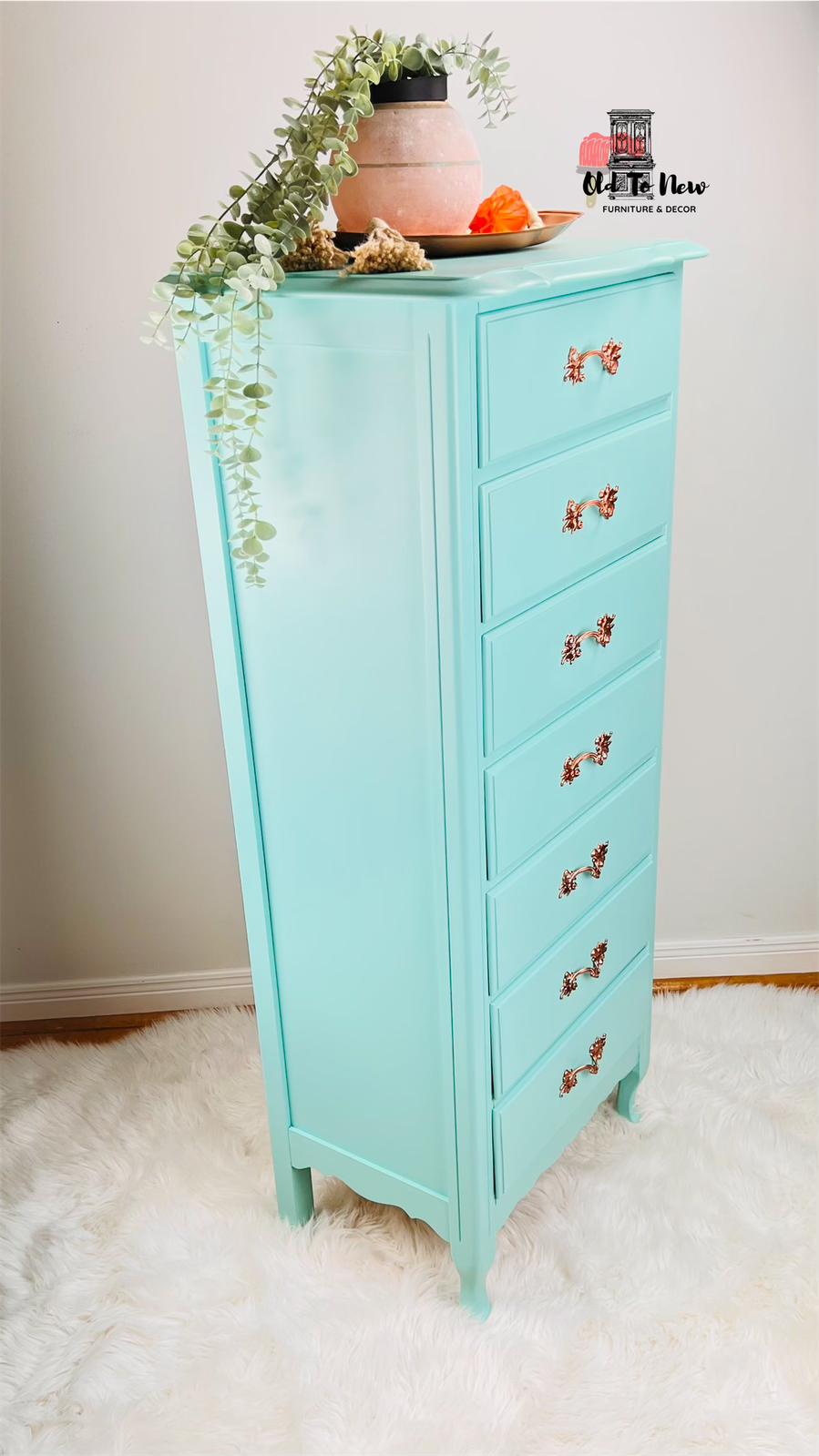 Stunning Turquoise Blue French Provincial Lingerie Dresser