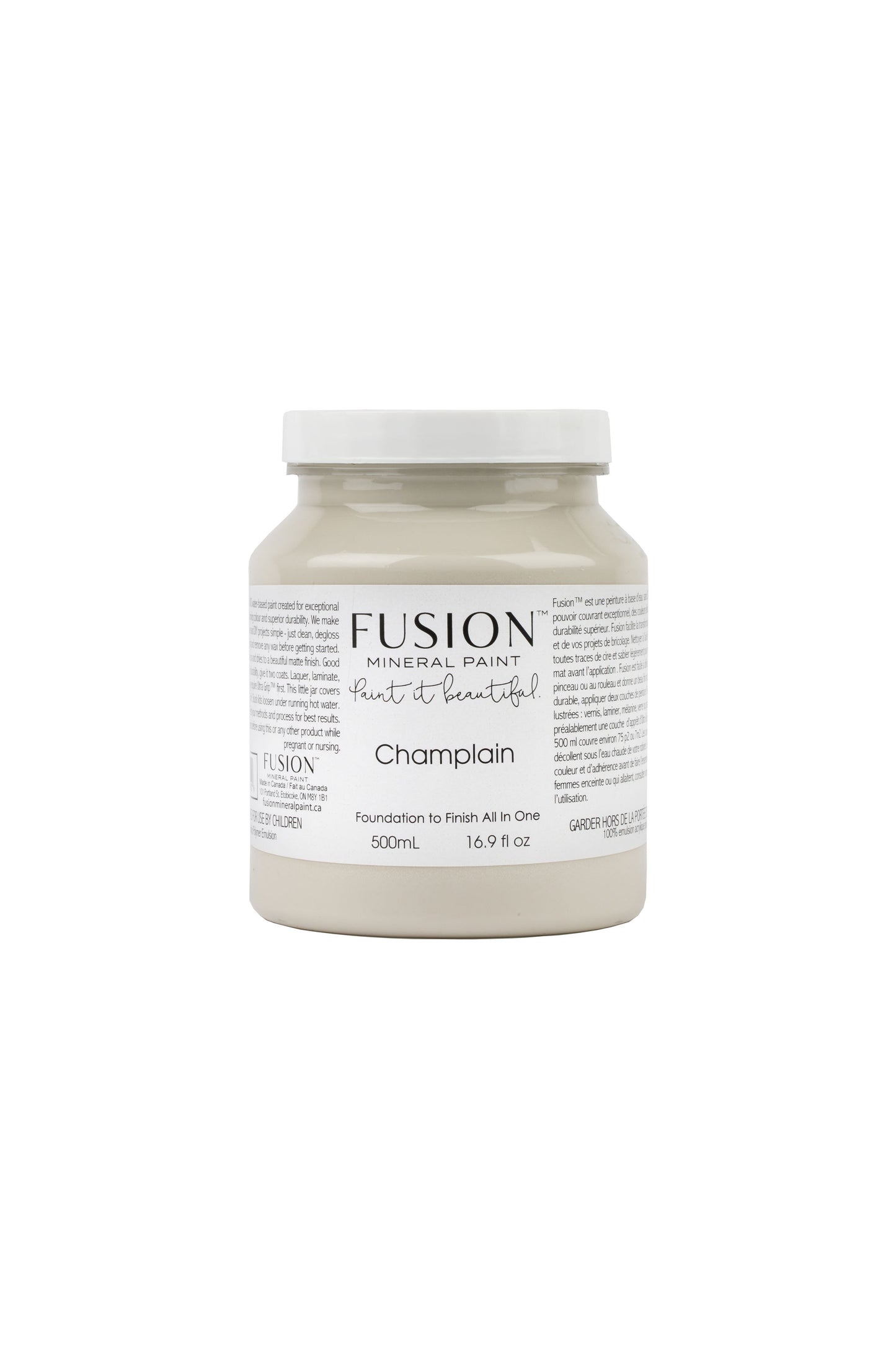 Champlain Fusion Mineral Paint, Warm White Paint Color | 500ml Pint Size