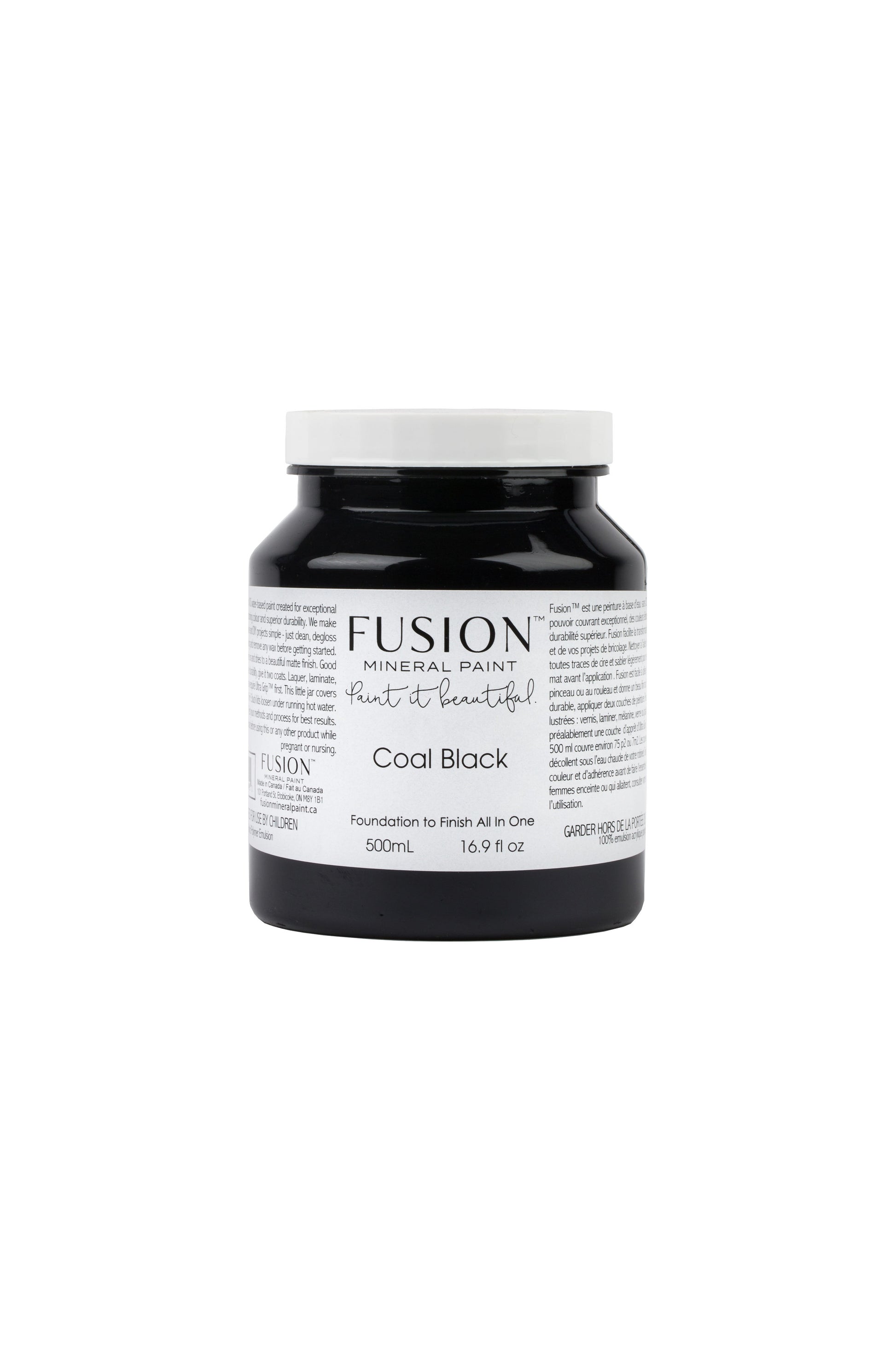 Coal Black Fusion Mineral Paint, Dark Black Paint Color| 500ml Pint Size