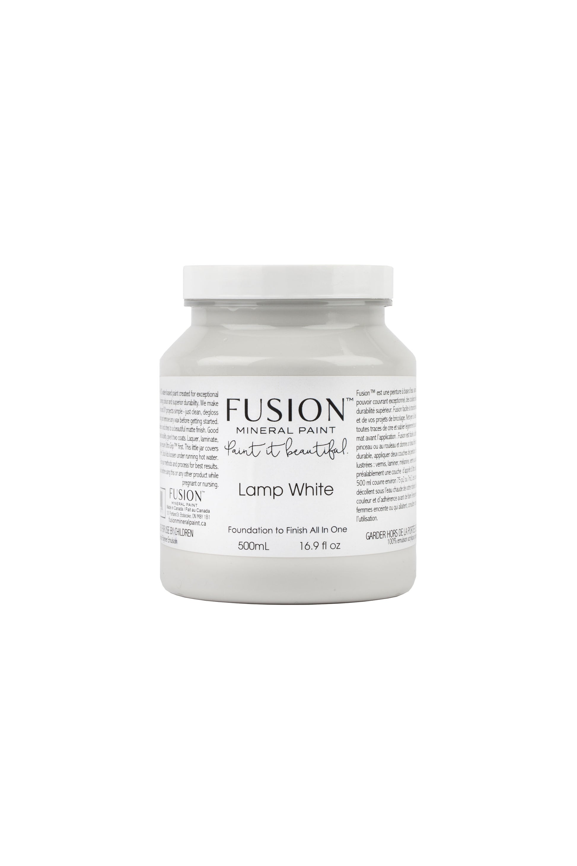Lamp White Fusion Mineral Paint, Grey-White Paint Color| 500ml Pint Size