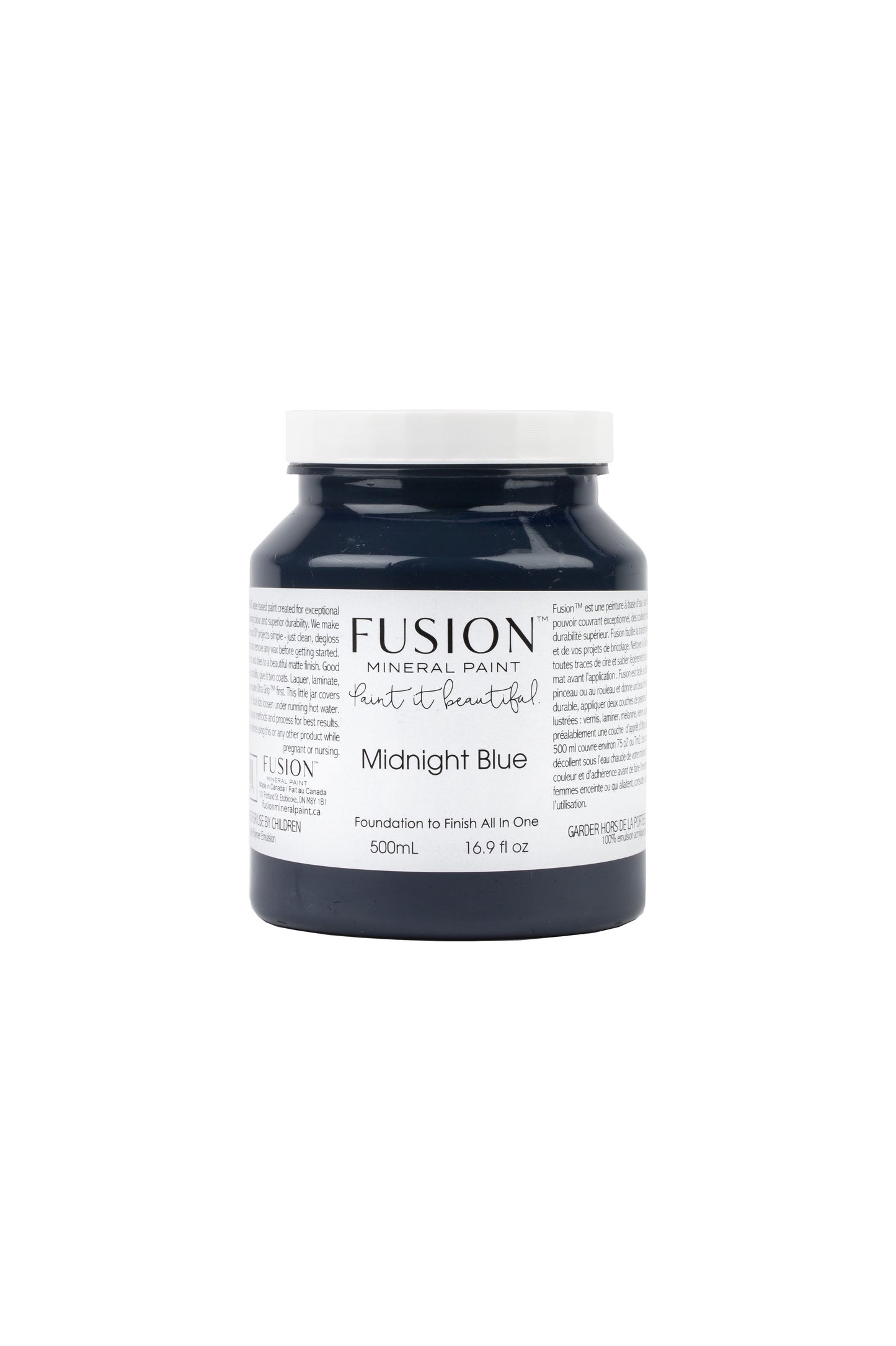 Midnight Blue Fusion Mineral Paint, Navy Blue Paint Color| 500ml Pint Size