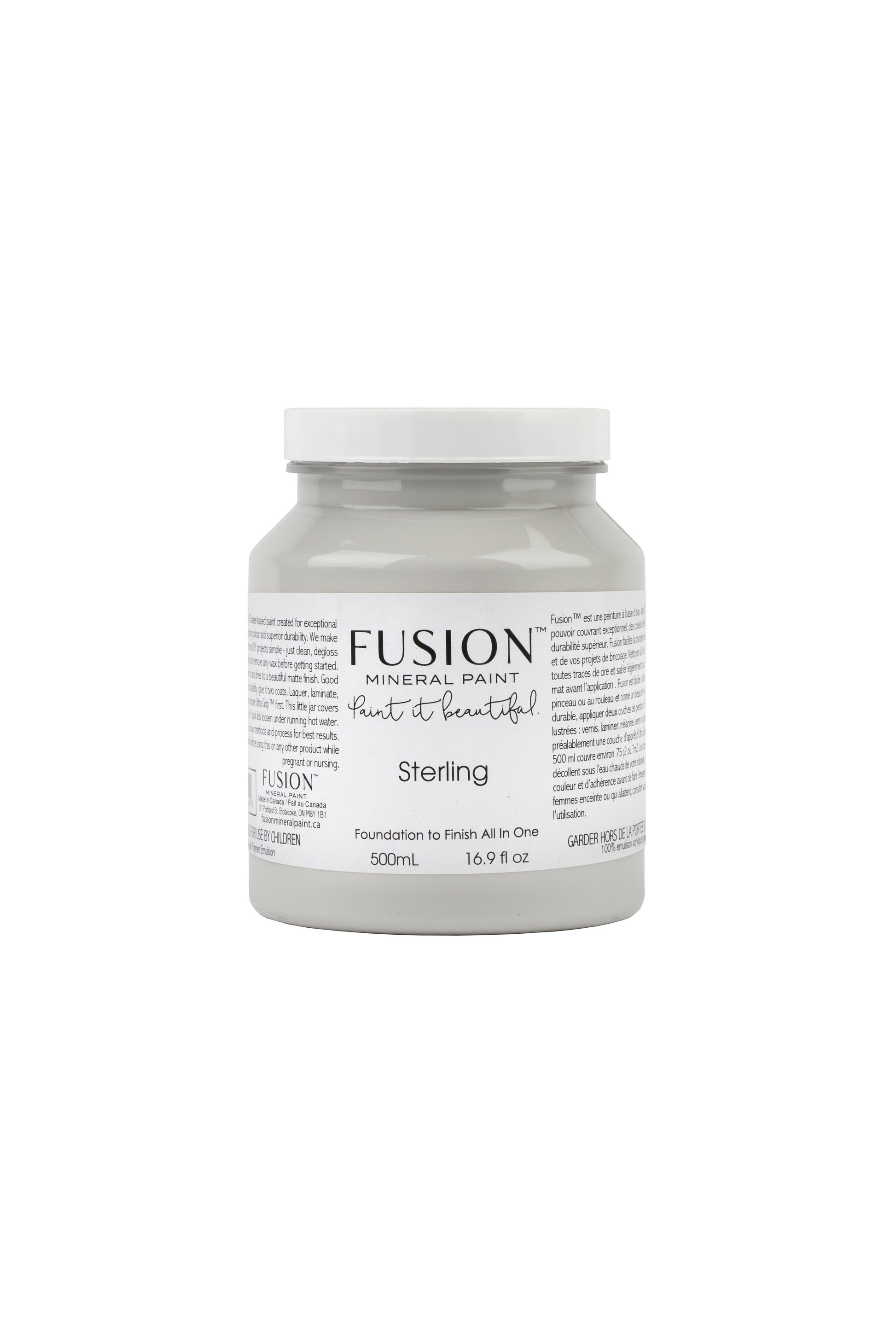 Sterling Fusion Mineral Paint, Silver-Grey Paint Color| 500ml Pint Size