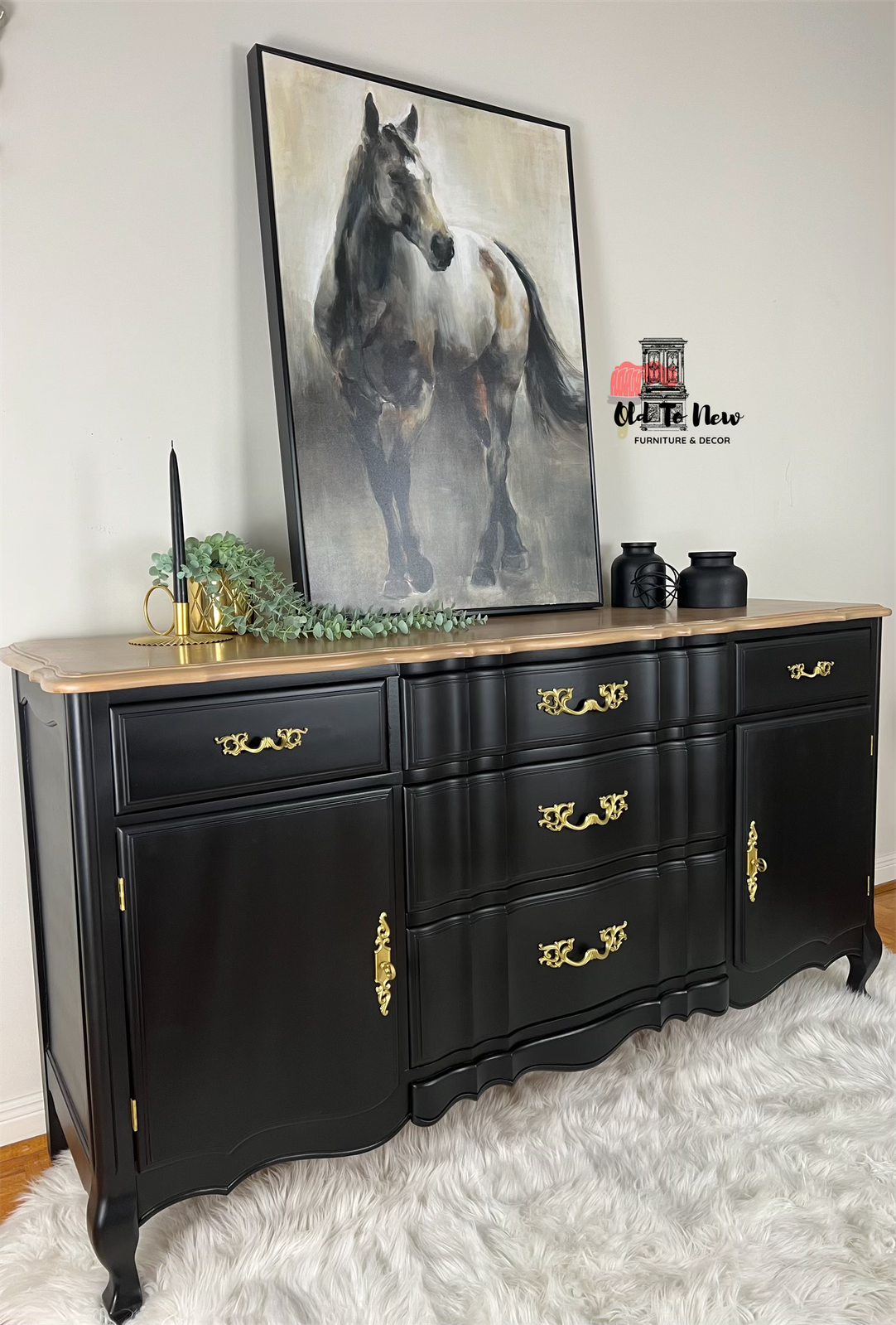 Sideboard Cabinet, Dining Room Storage, Coal Black Fusion Mineral Paint, Old to New Furniture & Decor