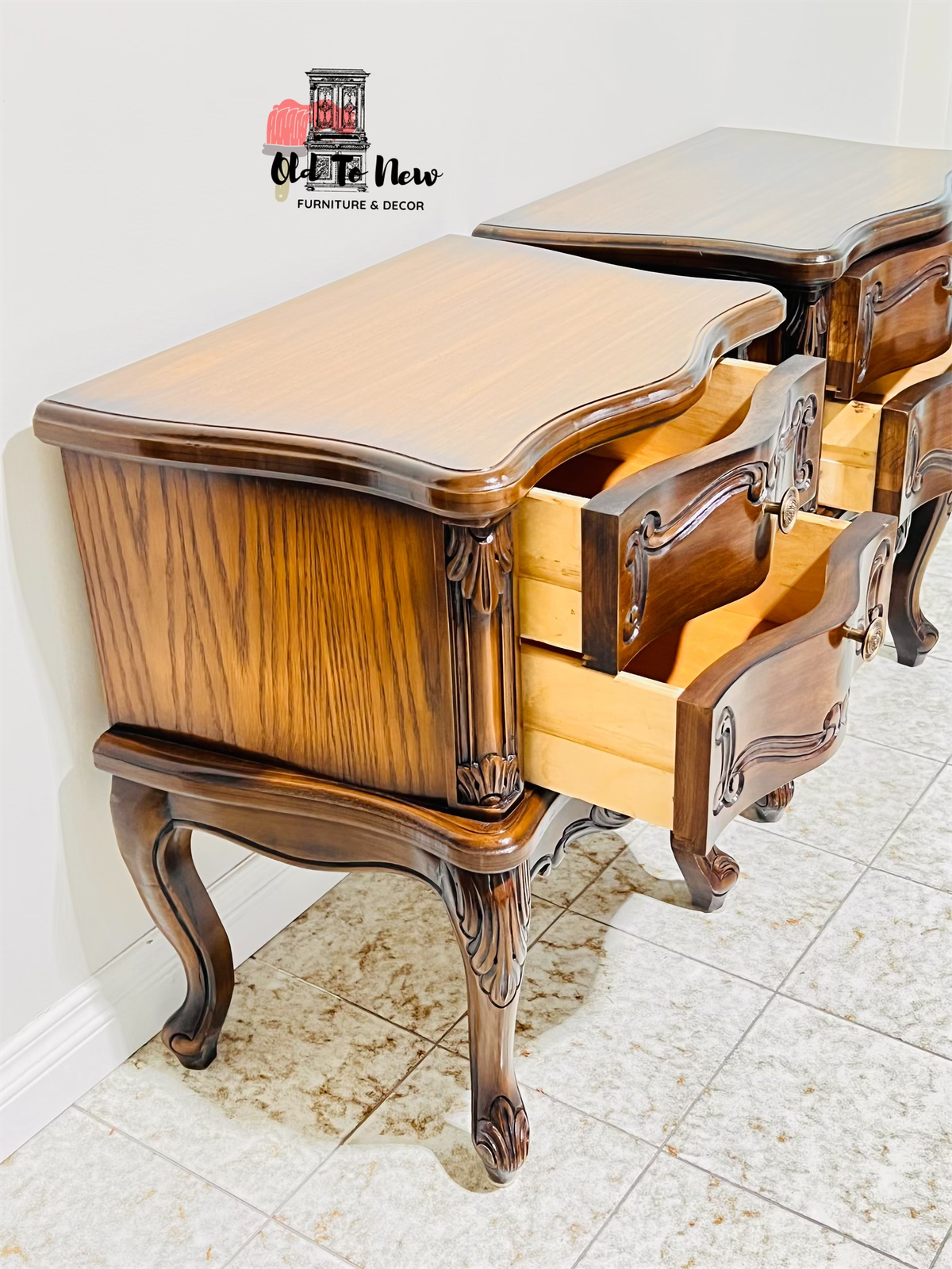 vintage wood  unpainted antique end tables  | Customizable
