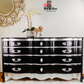 Luxurious Black and Silver 9 Drawer Dresser Painted with Coal Black from Fusion Paints
