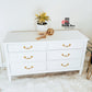 White & Gold Modern Dresser, Victorian Lace | Old to New Furniture & Decor