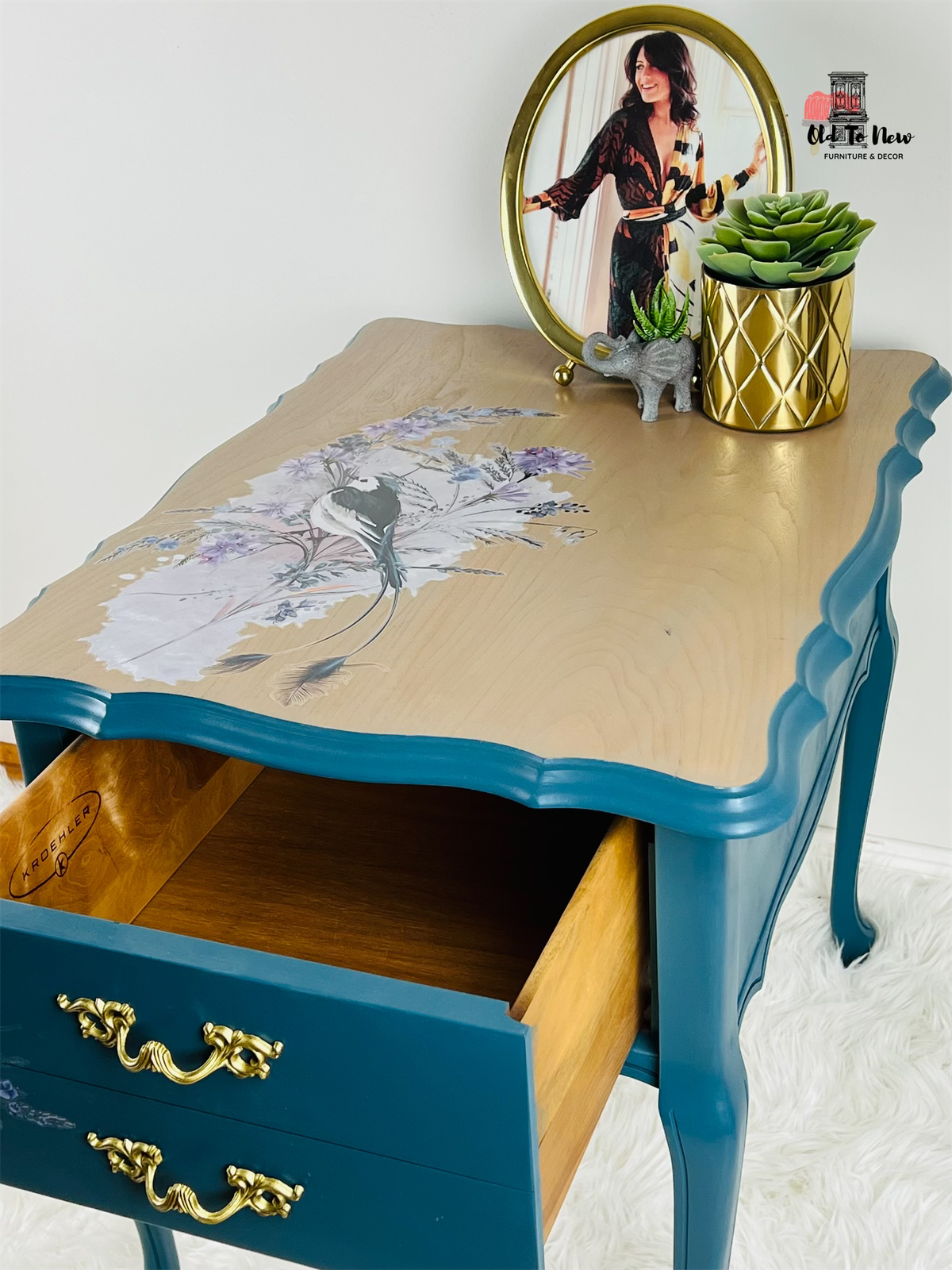 Blue Side Table, Old To New Furniture & Decor