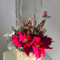 Red Poinsettia and Peony Flower Arrangement, Christmas Decor