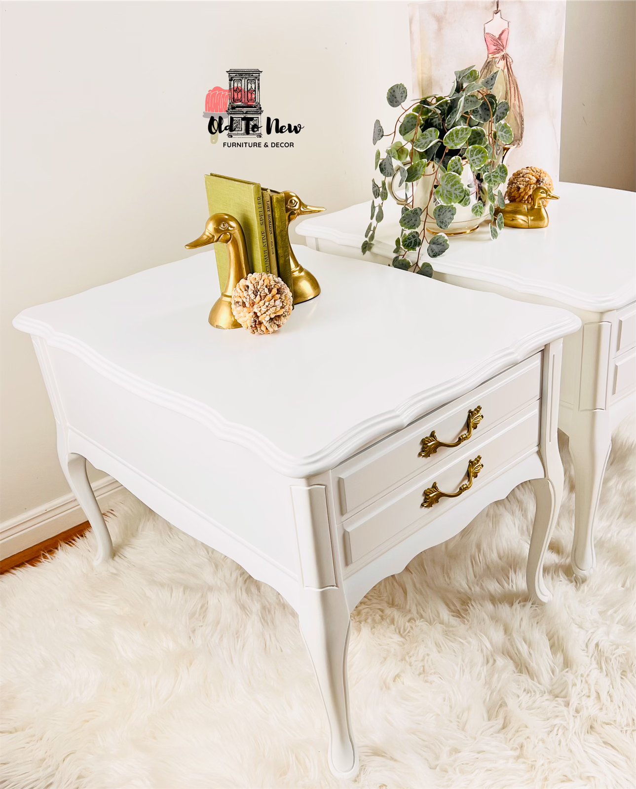 French Provincial Mississauaga, White Bedside Tables 