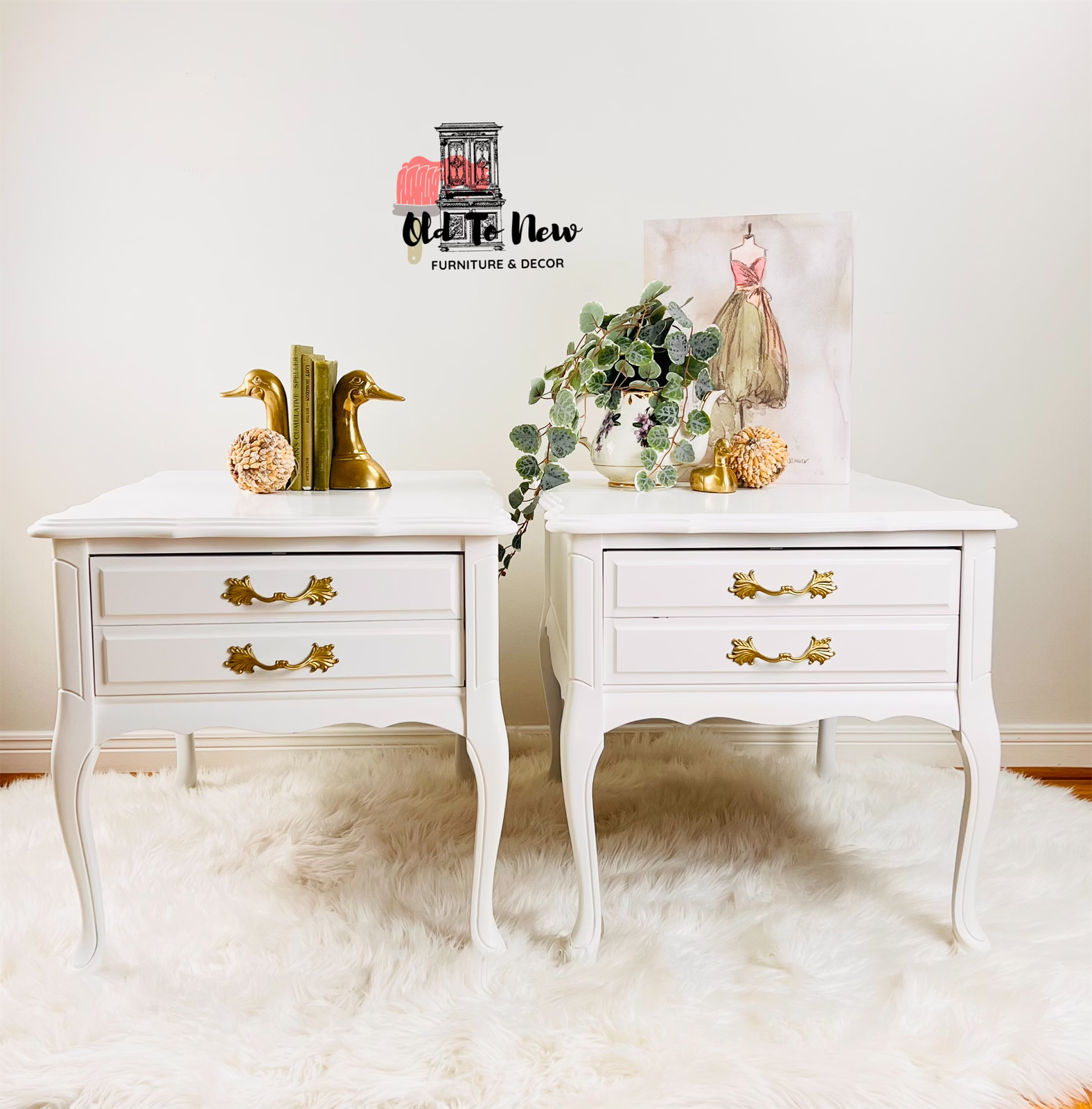 Bespoken White French Provincial Furniture, Bedside Table