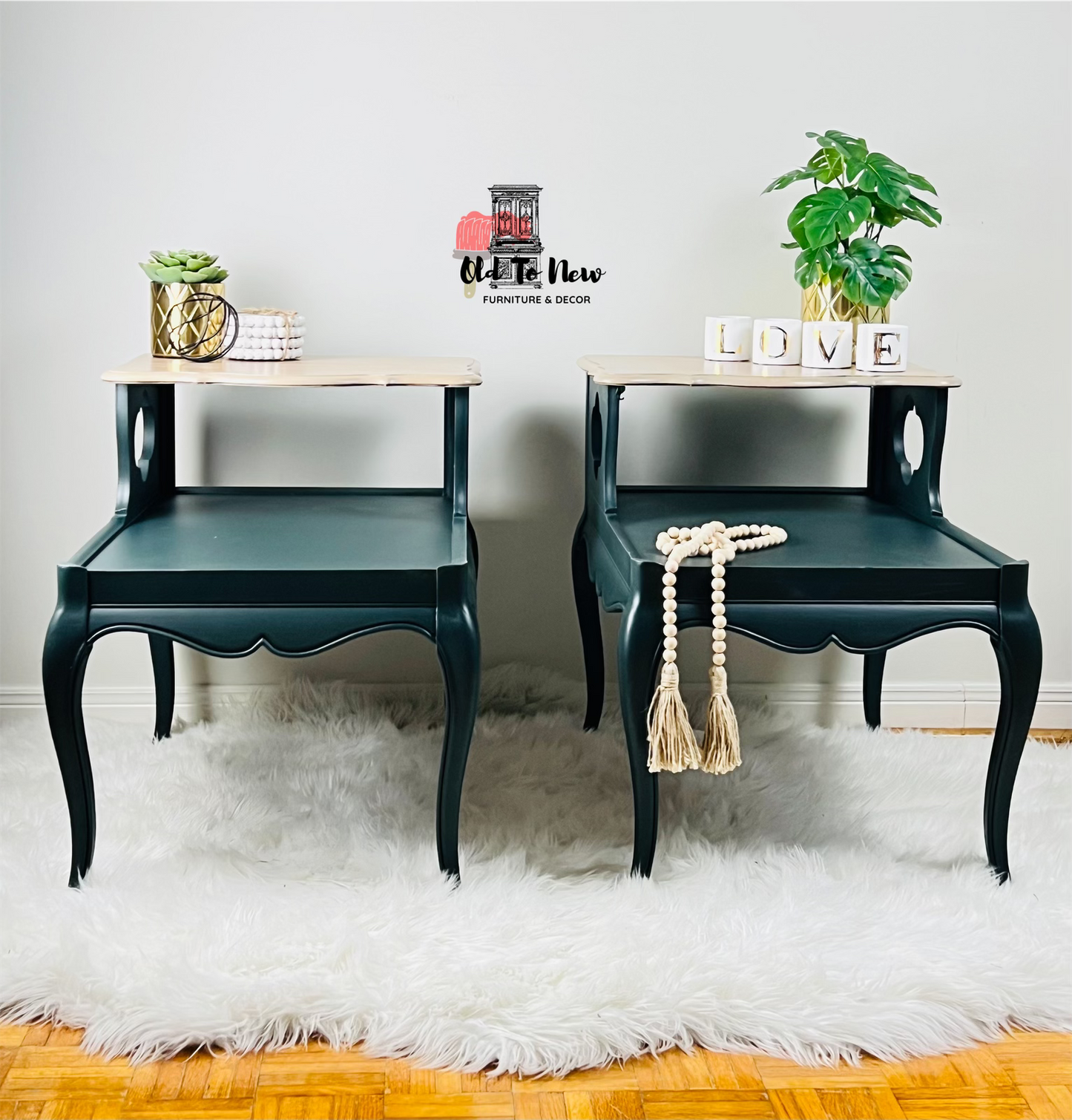 Vintage MCM Two Tier Wooden Telephone Side Tables  /End Tables , Matching | Old to New Furniture & Decor