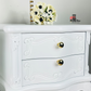 Stunning White End Table with Ornate Details, Old to New Furniture & Decor, Picket Fence Fusion Mineral Paint. 