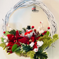 Christmas Door Wreath Red, green and white flowers