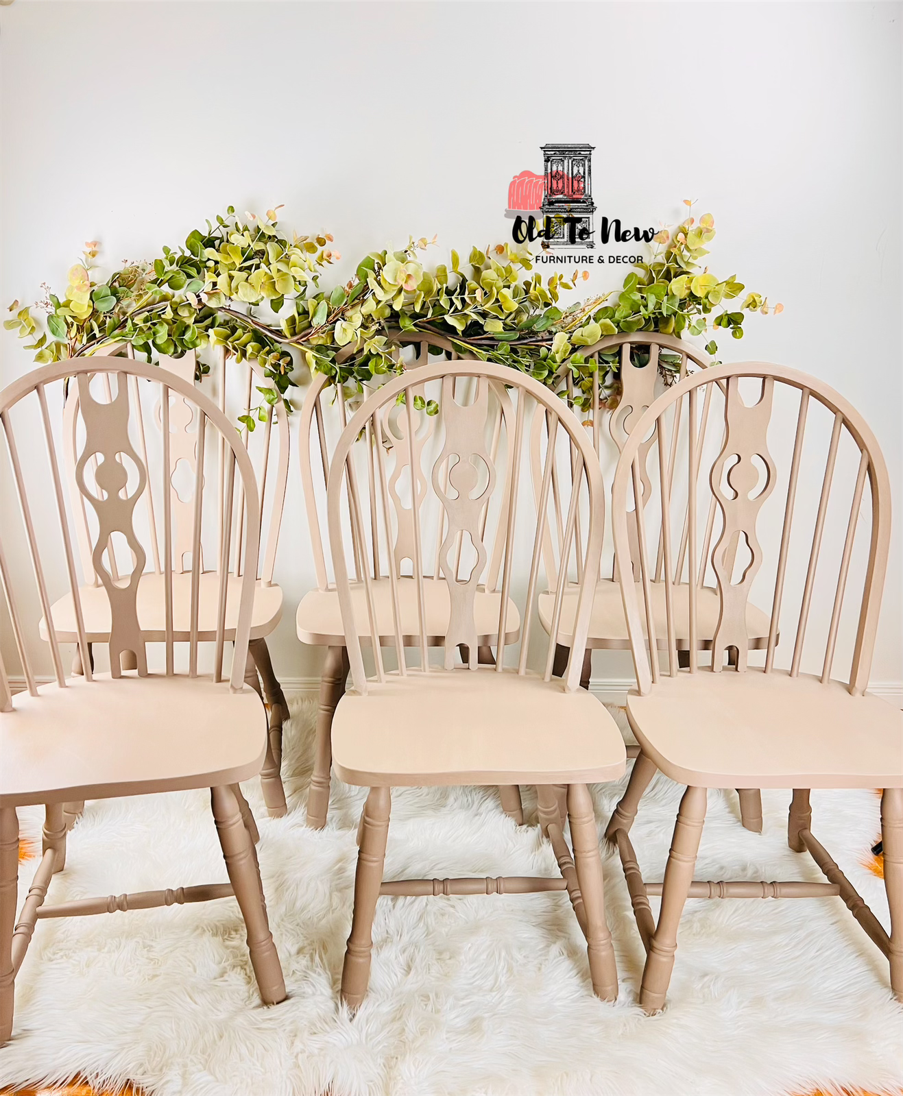 Chalk Painted Wooden Chairs Painted Modern Farmhouse Tan Color by Old To New Furniture 