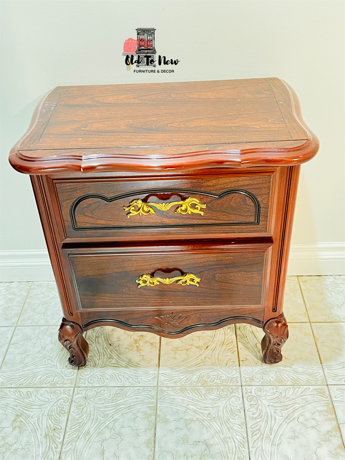 Brown 2 drawer gold handle Bedside Table Toronto 