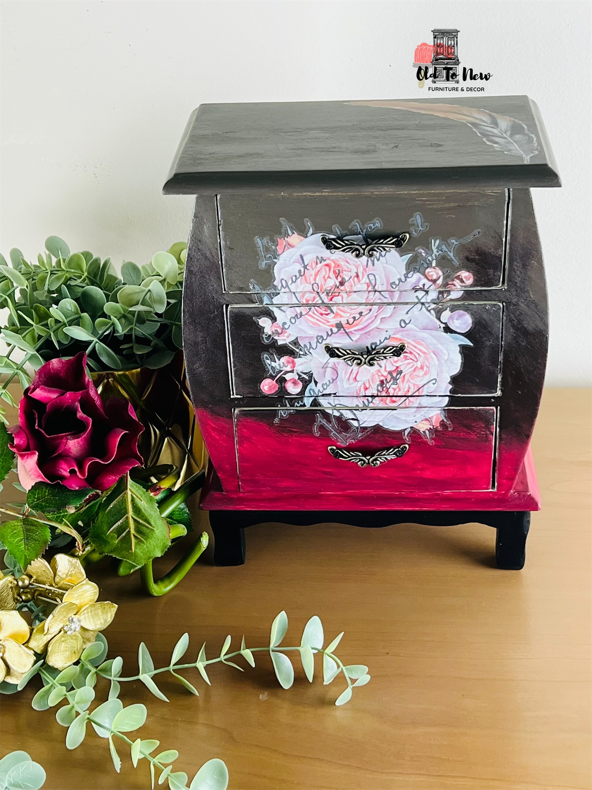 Hot Pink and seductive grey-black Jewlery Box; Old to New Furniture & Decor
