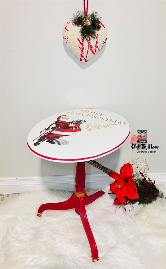 Christmas accent table red, white & gold a Canadian tradition at Christmas  time